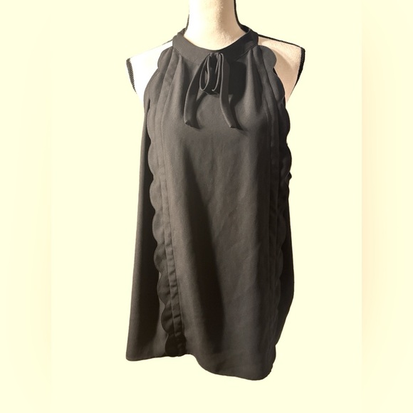 EUC Victoria Beckham Black Sleeveless Top w/Button Neck + Design Front Sz 3X - Picture 1 of 3